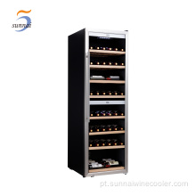 Armário de vidro de aço inoxidável refrigerador de vinho leve LED